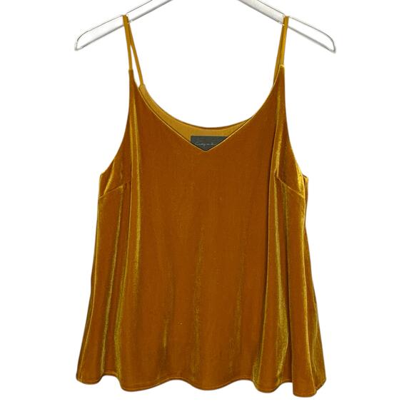 Anthropologie M Sunday in Brooklyn Mustard Yellow Velvet Tank Top - Picture 1 of 8